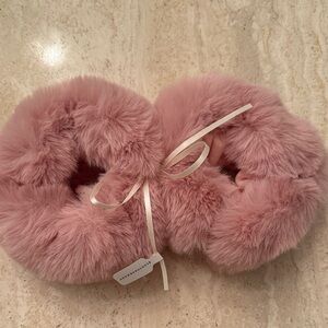Anthropologie Blush Faux Fur Wrist Cuffs